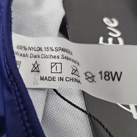 Women's Navy Blue One Shoulder Shirred One Piece Swimsuit Size 18W NWTF - Picture 9 of 15